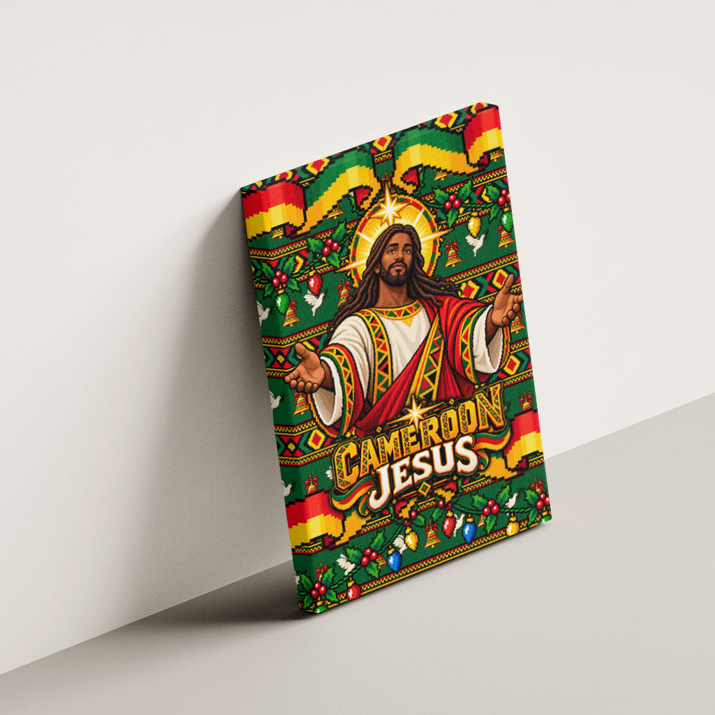 Cameroon Jesus Christmas Canvas Wall Art African Culture Ugly Knit Pattern