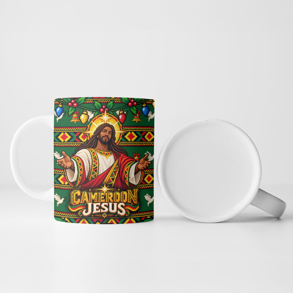 Cameroon Jesus Christmas Ceramic Mug African Culture Ugly Knit Pattern