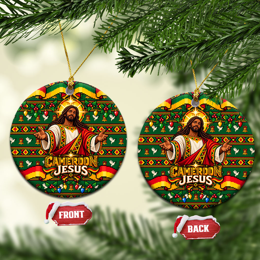 Cameroon Jesus Christmas Ceramic Ornament African Culture Ugly Knit Pattern