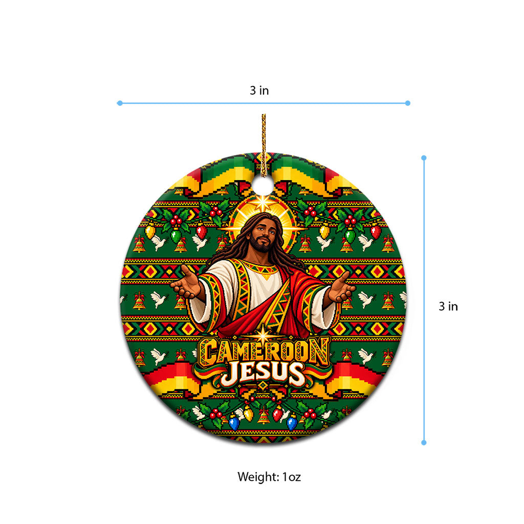 Cameroon Jesus Christmas Ceramic Ornament African Culture Ugly Knit Pattern