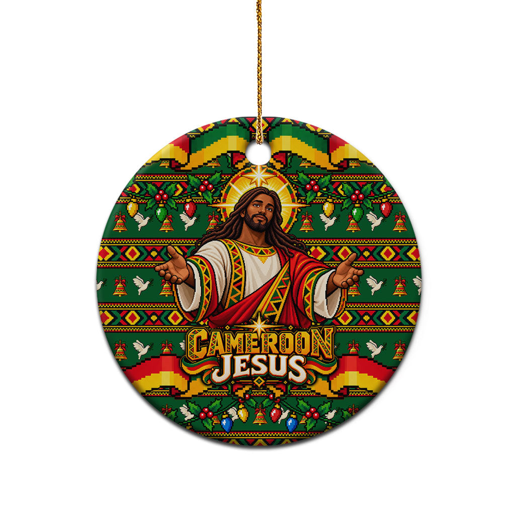 Cameroon Jesus Christmas Ceramic Ornament African Culture Ugly Knit Pattern