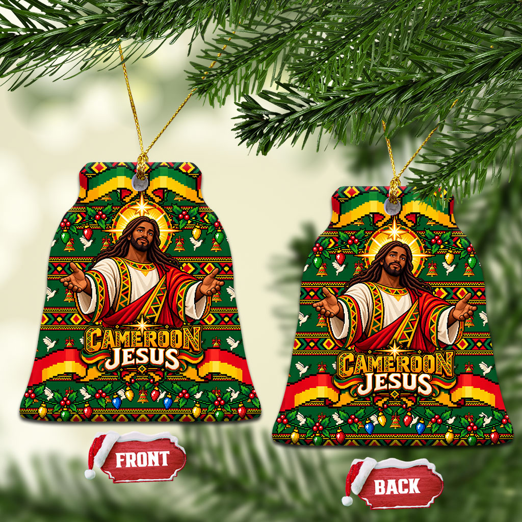 Cameroon Jesus Christmas Ceramic Ornament African Culture Ugly Knit Pattern