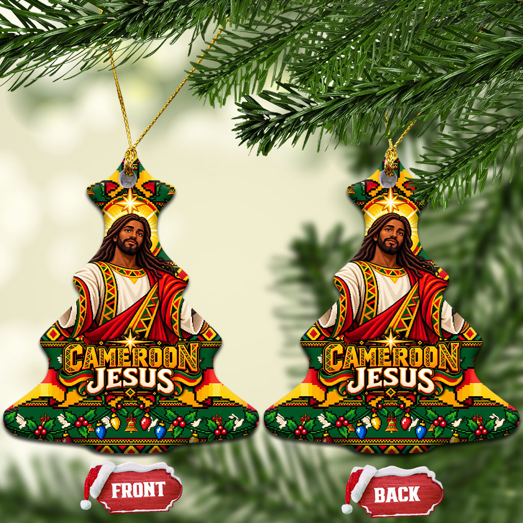 Cameroon Jesus Christmas Ceramic Ornament African Culture Ugly Knit Pattern
