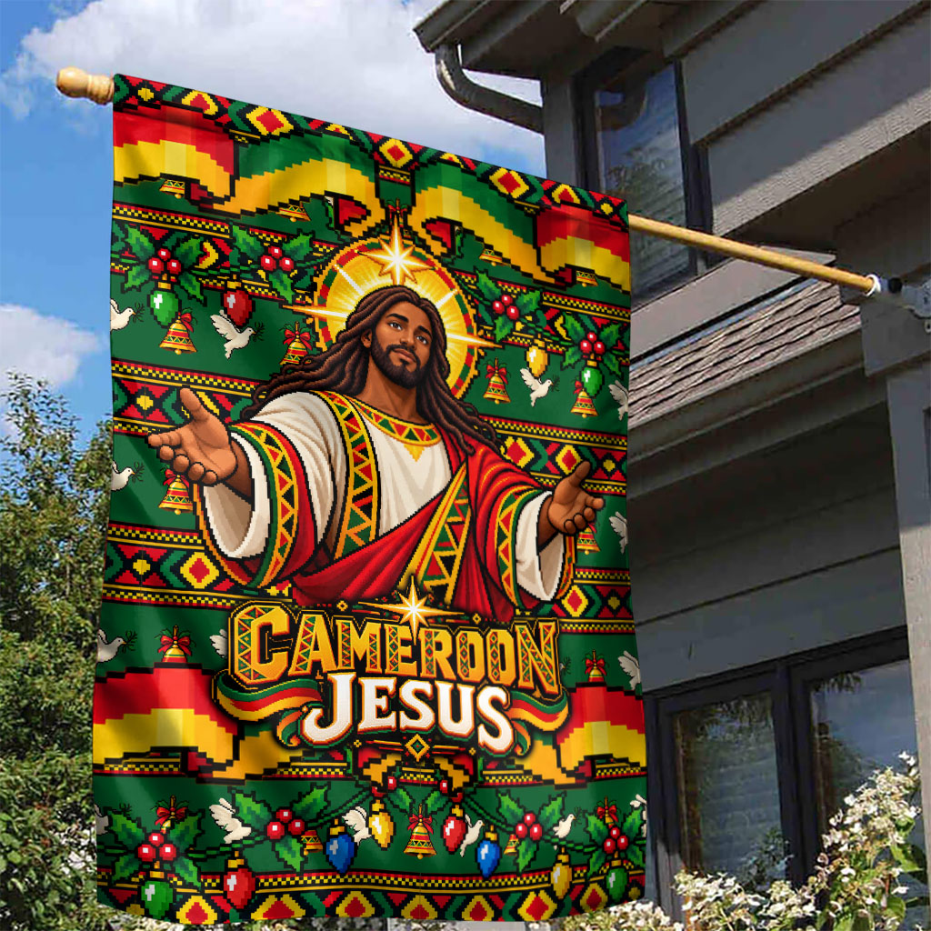 Cameroon Jesus Christmas Garden Flag African Culture Ugly Knit Pattern
