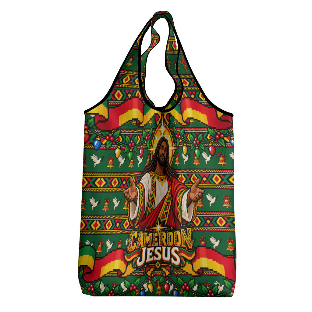 Cameroon Jesus Christmas Grocery Bag African Culture Ugly Knit Pattern