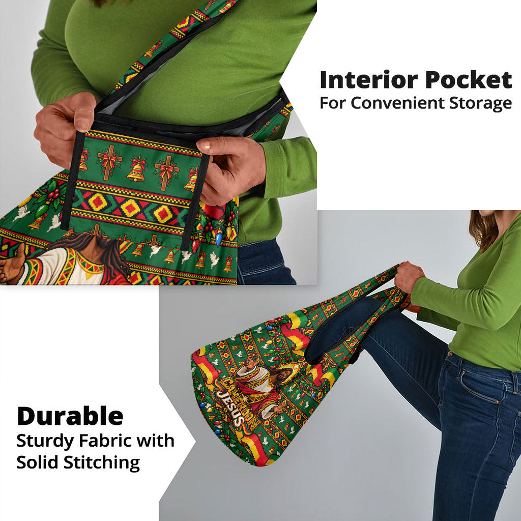 Cameroon Jesus Christmas Grocery Bag African Culture Ugly Knit Pattern