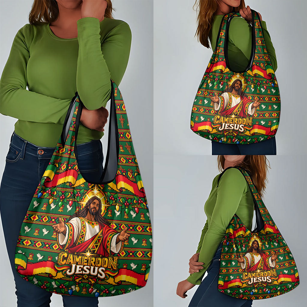 Cameroon Jesus Christmas Grocery Bag African Culture Ugly Knit Pattern