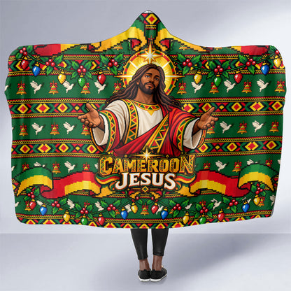 Cameroon Jesus Christmas Hooded Blanket African Culture Ugly Knit Pattern