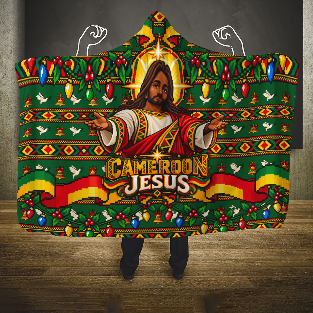 Cameroon Jesus Christmas Hooded Blanket African Culture Ugly Knit Pattern