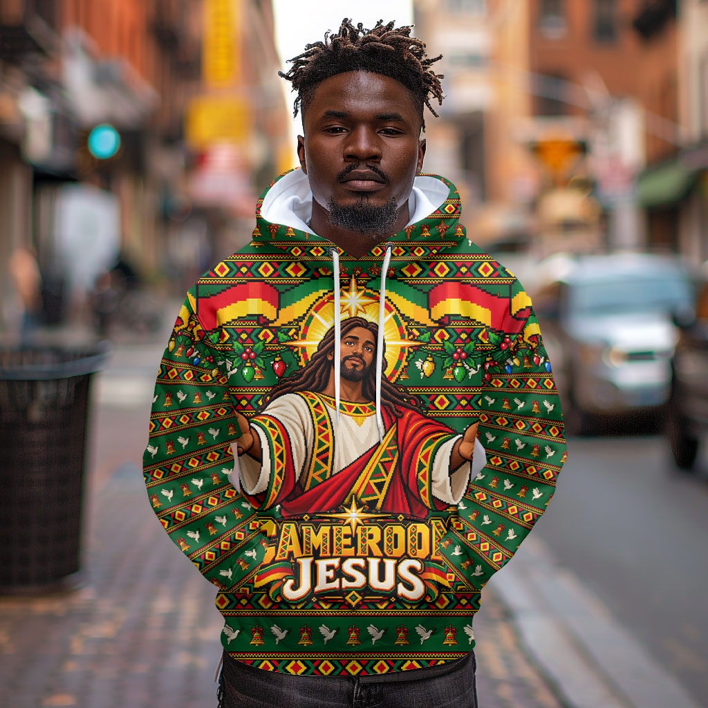 Cameroon Jesus Christmas Hoodie African Culture Ugly Knit Pattern