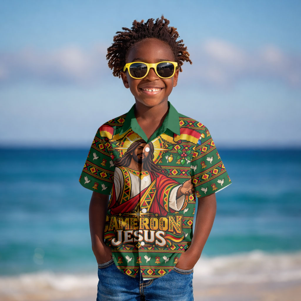 Cameroon Jesus Christmas Kid Hawaiian Shirt African Culture Ugly Knit Pattern