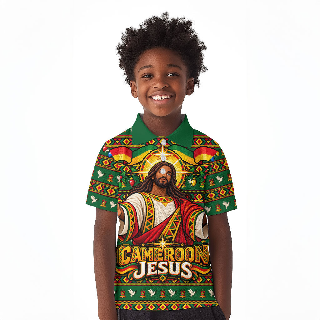 Cameroon Jesus Christmas Kid Polo Shirt African Culture Ugly Knit Pattern