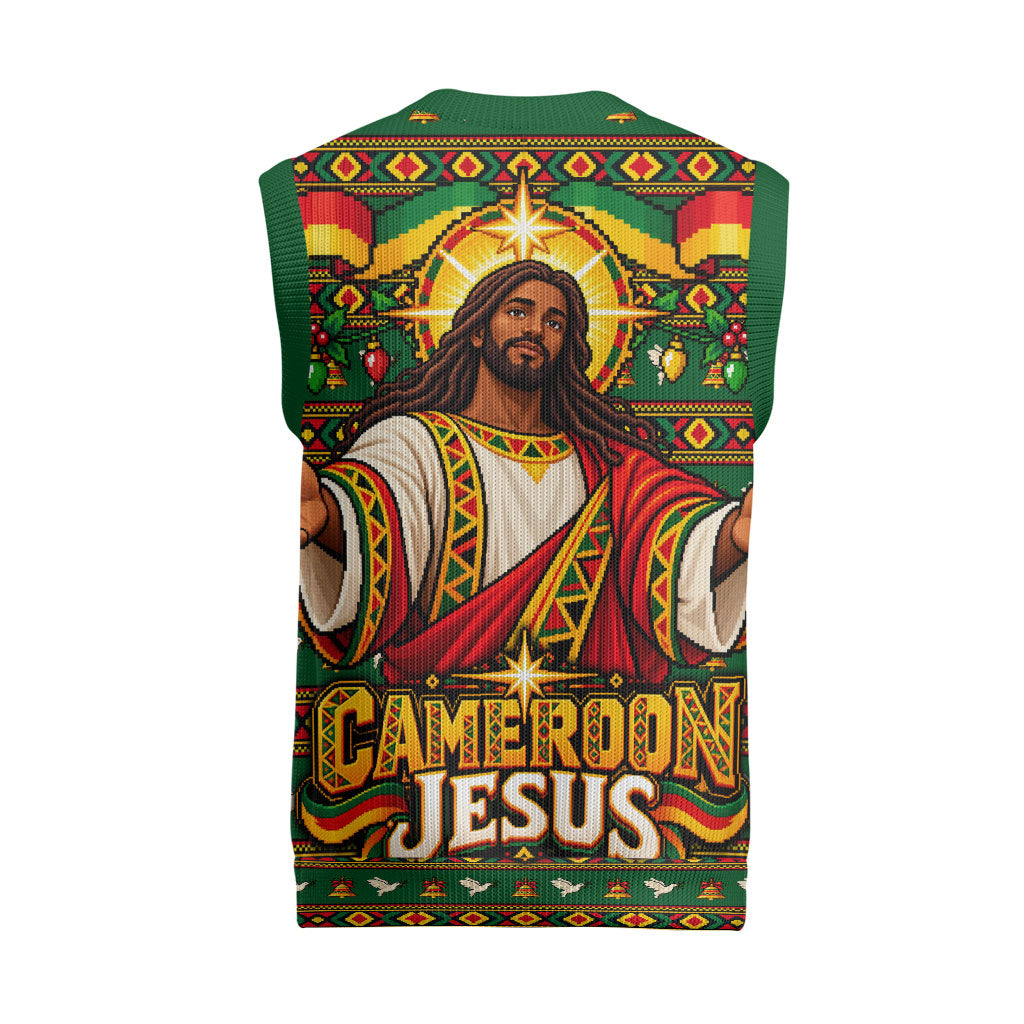 Cameroon Jesus Christmas Knitted V-Neck Vest African Culture Ugly Knit Pattern