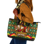 Cameroon Jesus Christmas Leather Tote Bag African Culture Ugly Knit Pattern