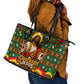Cameroon Jesus Christmas Leather Tote Bag African Culture Ugly Knit Pattern