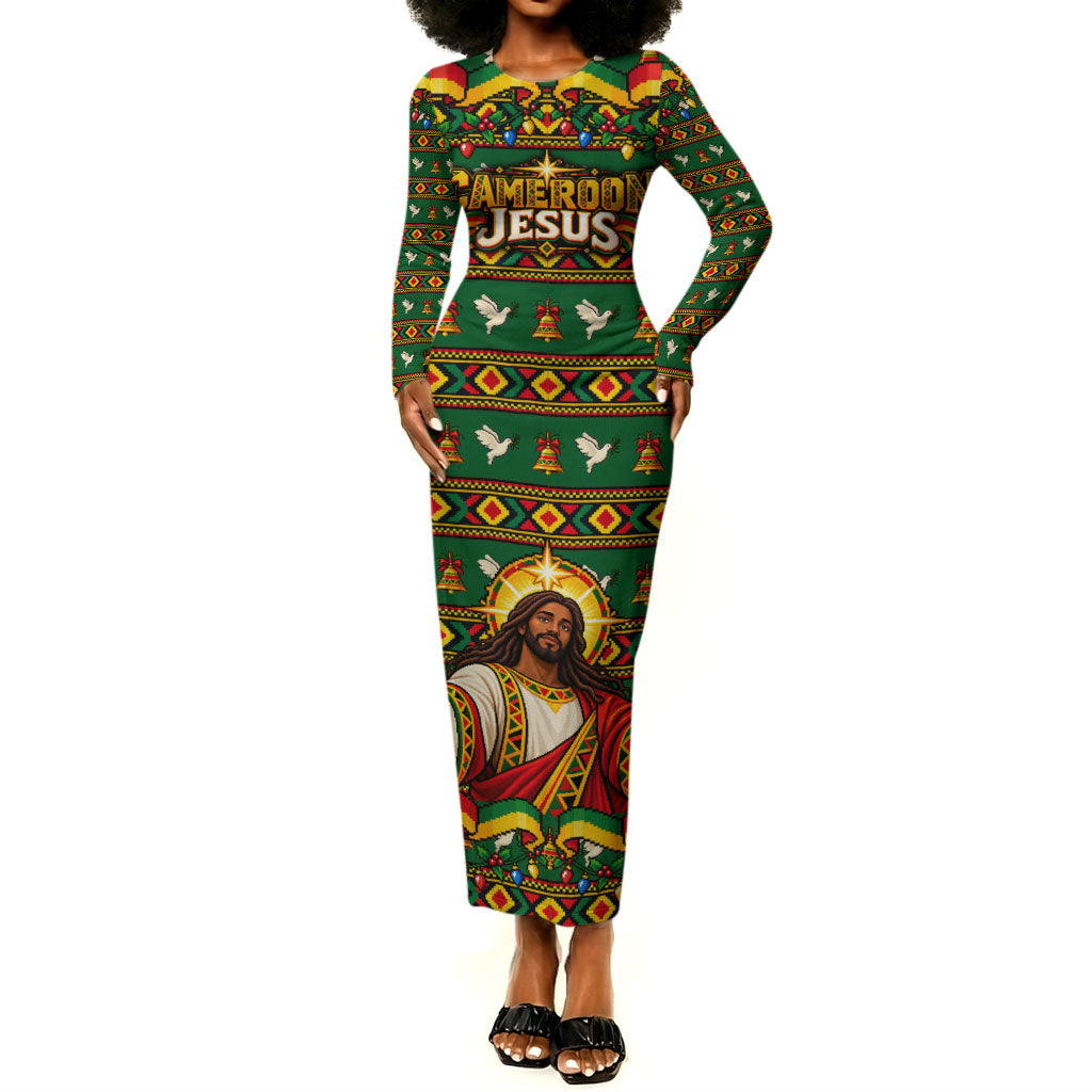 Cameroon Jesus Christmas Long Sleeve Bodycon Dress African Culture Ugly Knit Pattern