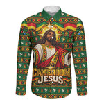 Cameroon Jesus Christmas Long Sleeve Button Shirt African Culture Ugly Knit Pattern