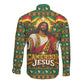Cameroon Jesus Christmas Long Sleeve Button Shirt African Culture Ugly Knit Pattern