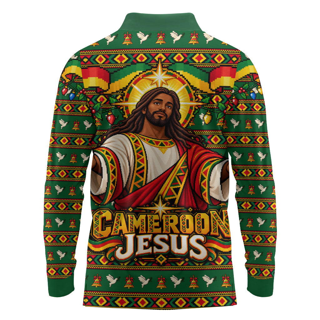 Cameroon Jesus Christmas Long Sleeve Polo Shirt African Culture Ugly Knit Pattern