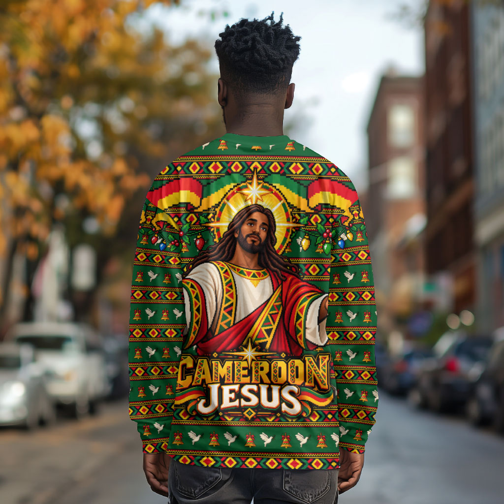 Cameroon Jesus Christmas Long Sleeve Shirt African Culture Ugly Knit Pattern