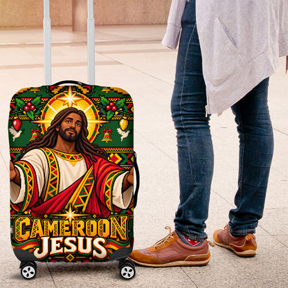 Cameroon Jesus Christmas Luggage Cover African Culture Ugly Knit Pattern
