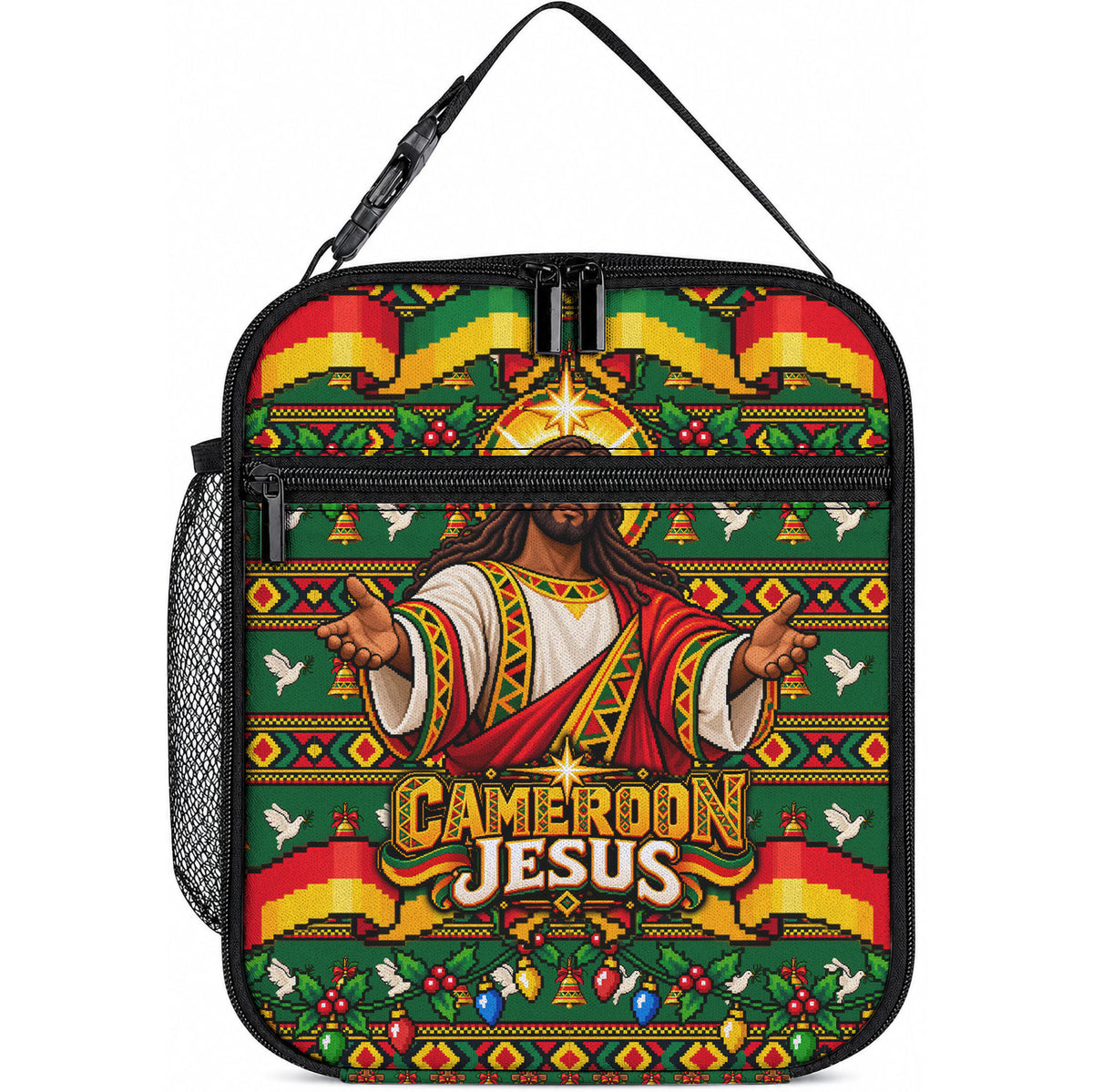 Cameroon Jesus Christmas Lunch Bag African Culture Ugly Knit Pattern