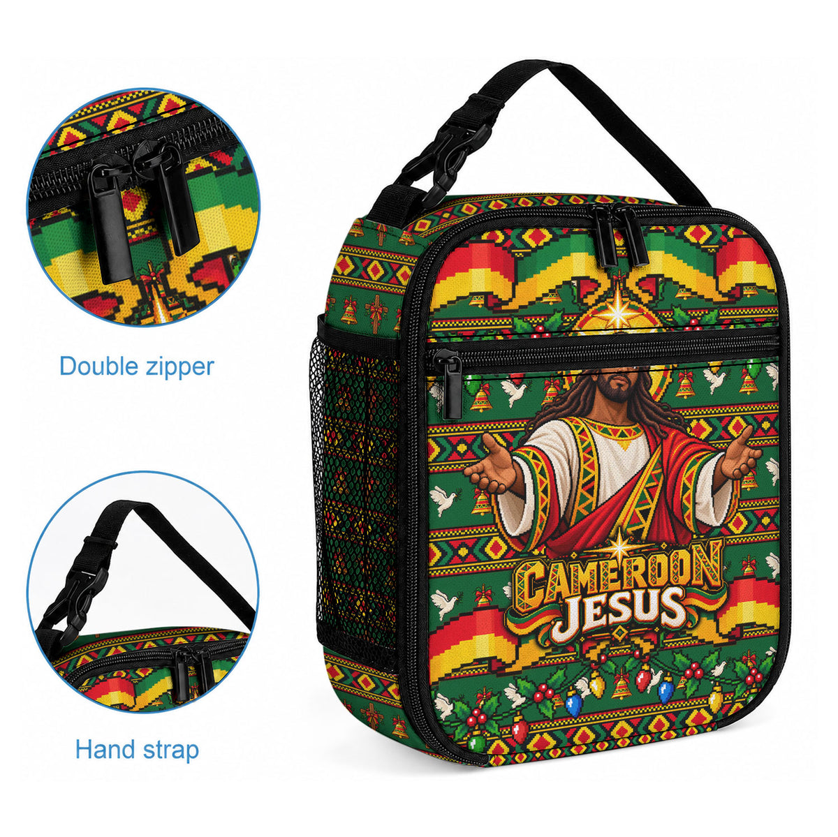 Cameroon Jesus Christmas Lunch Bag African Culture Ugly Knit Pattern