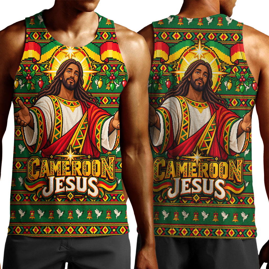 Cameroon Jesus Christmas Men Tank Top African Culture Ugly Knit Pattern