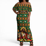 Cameroon Jesus Christmas Off Shoulder Maxi Dress African Culture Ugly Knit Pattern