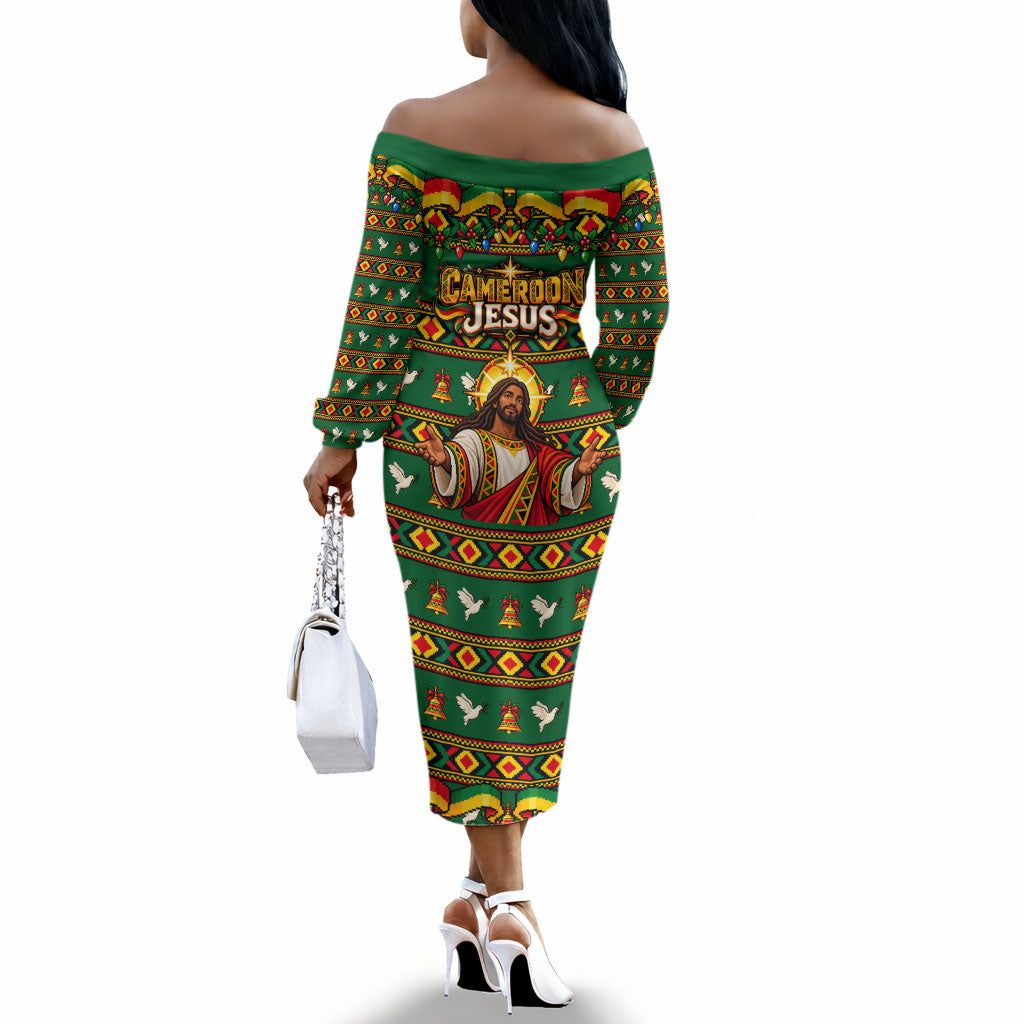 Cameroon Jesus Christmas Off The Shoulder Long Sleeve Dress African Culture Ugly Knit Pattern