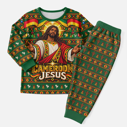 Cameroon Jesus Christmas Pajama Set African Culture Ugly Knit Pattern
