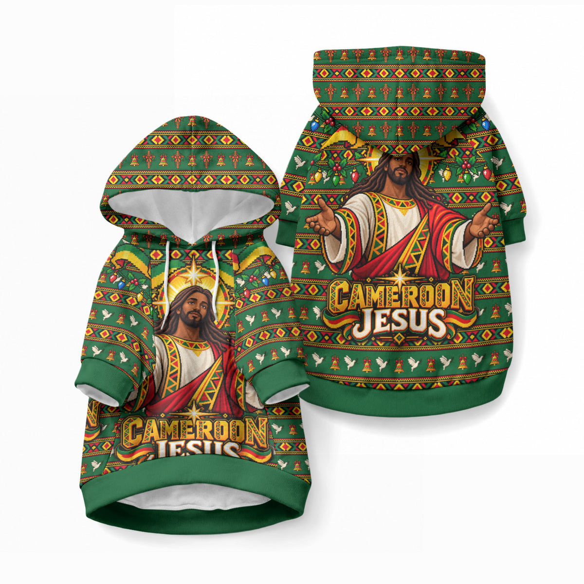 Cameroon Jesus Christmas Pet Hoodie African Culture Ugly Knit Pattern