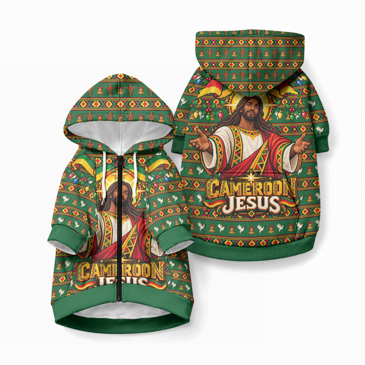 Cameroon Jesus Christmas Pet Hoodie African Culture Ugly Knit Pattern
