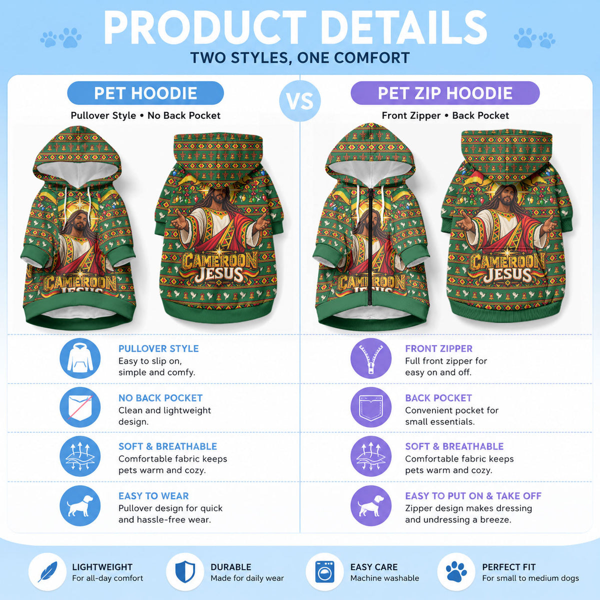 Cameroon Jesus Christmas Pet Hoodie African Culture Ugly Knit Pattern