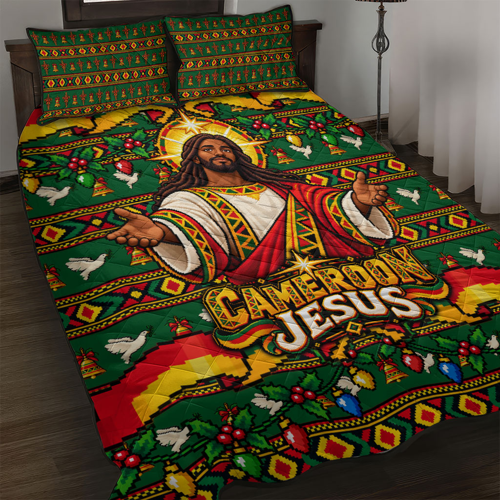 Cameroon Jesus Christmas Quilt Bed Set African Culture Ugly Knit Pattern