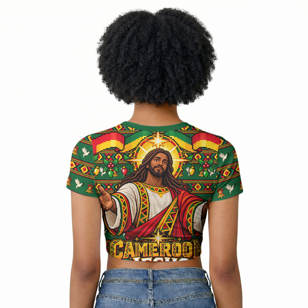Cameroon Jesus Christmas Raglan Cropped T shirt African Culture Ugly Knit Pattern