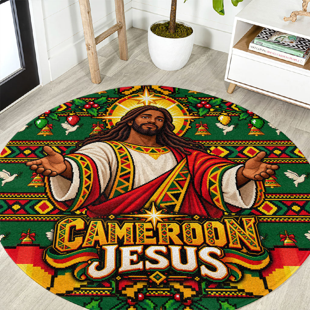 Cameroon Jesus Christmas Round Carpet African Culture Ugly Knit Pattern