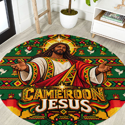 Cameroon Jesus Christmas Round Carpet African Culture Ugly Knit Pattern