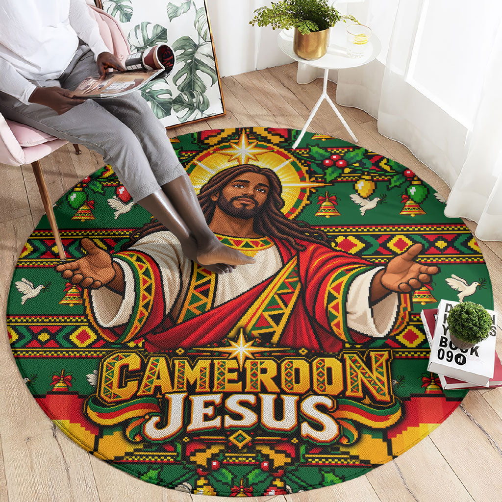 Cameroon Jesus Christmas Round Carpet African Culture Ugly Knit Pattern