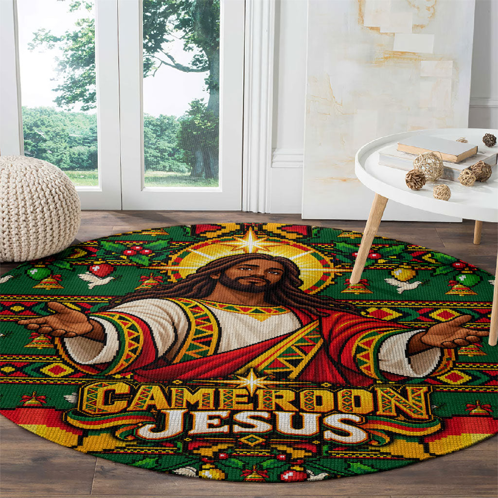 Cameroon Jesus Christmas Round Carpet African Culture Ugly Knit Pattern