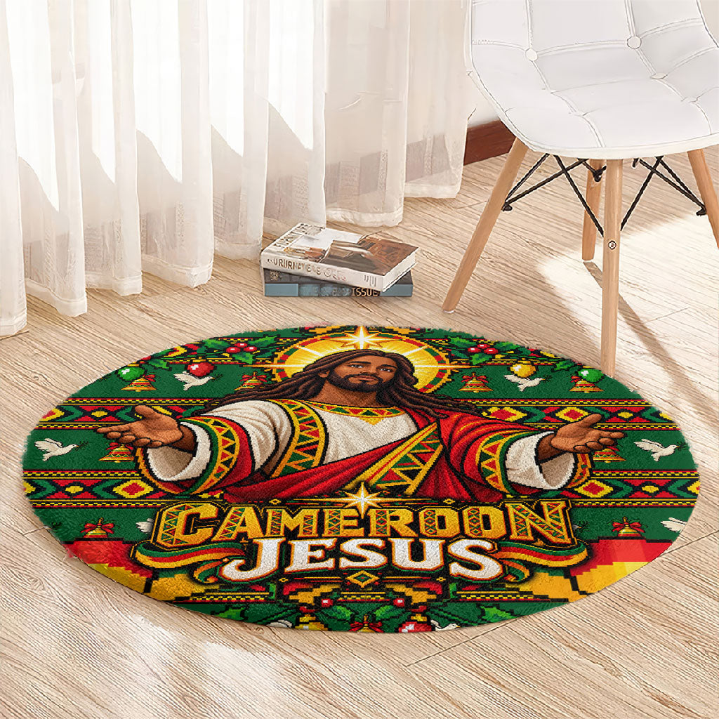 Cameroon Jesus Christmas Round Carpet African Culture Ugly Knit Pattern