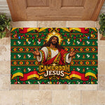 Cameroon Jesus Christmas Rubber Doormat African Culture Ugly Knit Pattern