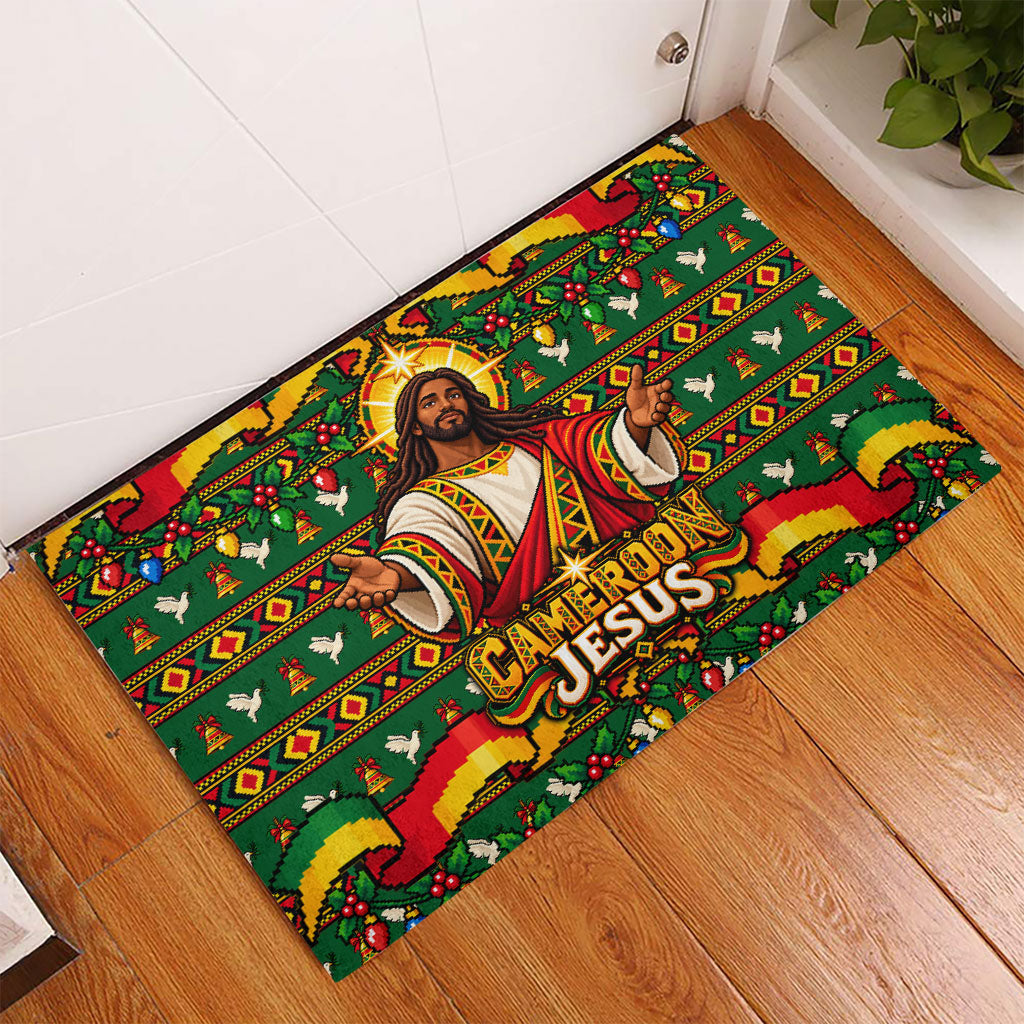 Cameroon Jesus Christmas Rubber Doormat African Culture Ugly Knit Pattern