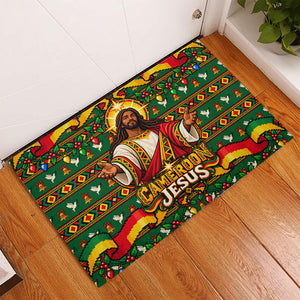 Cameroon Jesus Christmas Rubber Doormat African Culture Ugly Knit Pattern