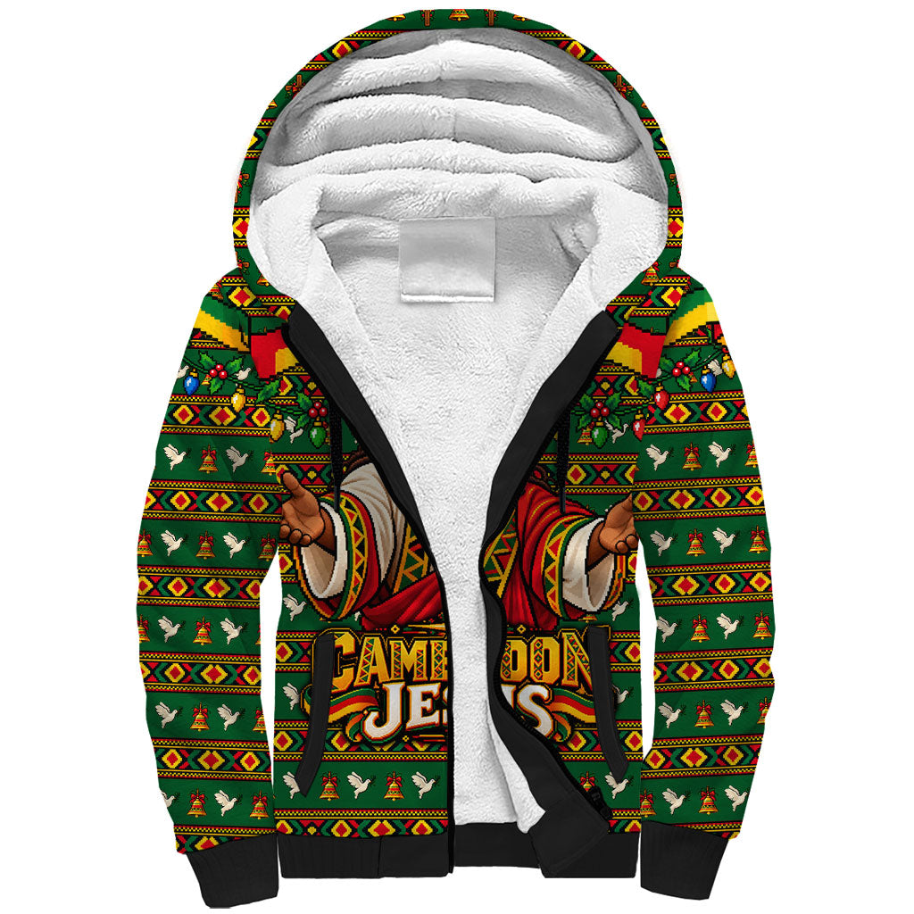 Cameroon Jesus Christmas Sherpa Hoodie African Culture Ugly Knit Pattern