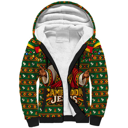 Cameroon Jesus Christmas Sherpa Hoodie African Culture Ugly Knit Pattern