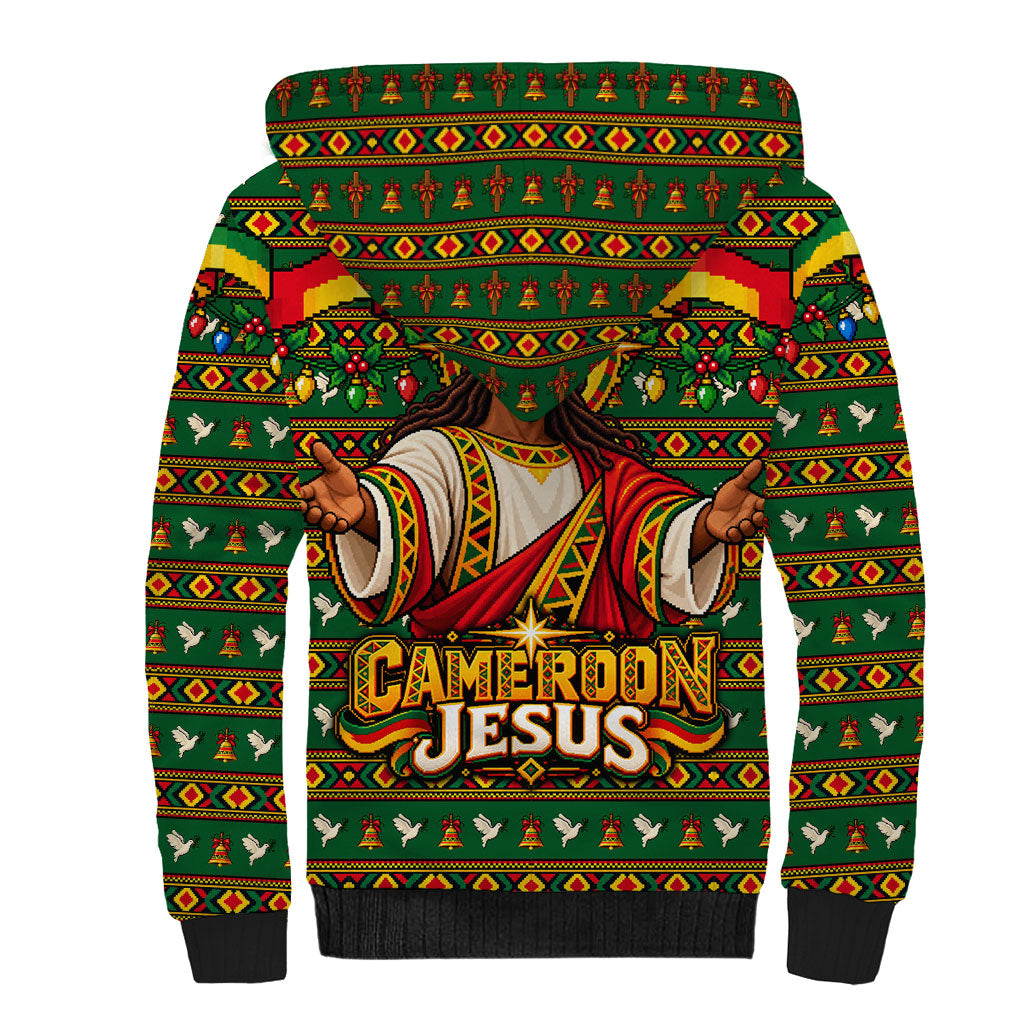 Cameroon Jesus Christmas Sherpa Hoodie African Culture Ugly Knit Pattern