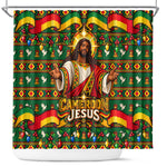 Cameroon Jesus Christmas Shower Curtain African Culture Ugly Knit Pattern