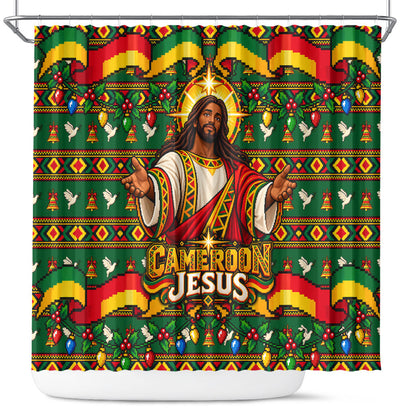 Cameroon Jesus Christmas Shower Curtain African Culture Ugly Knit Pattern