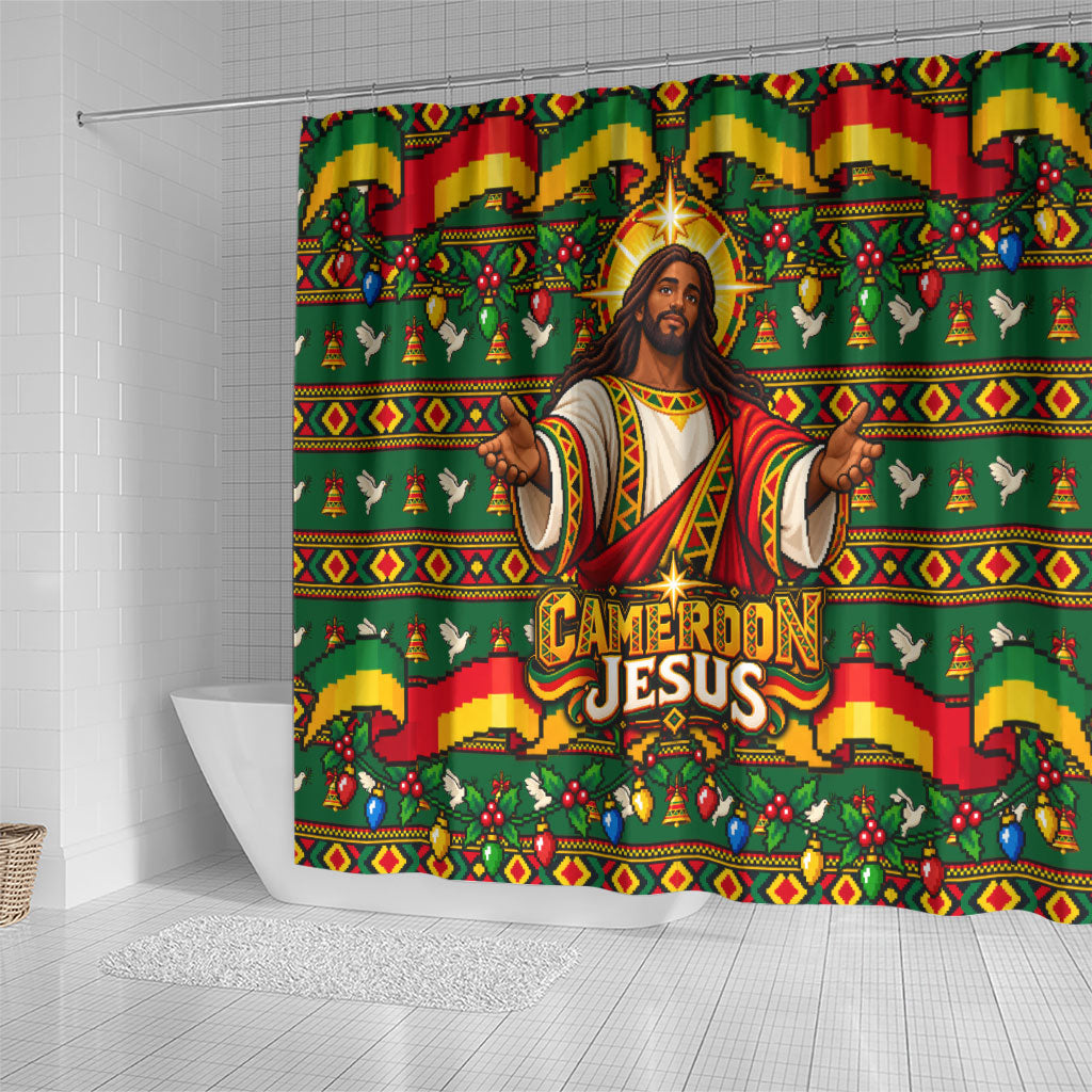 Cameroon Jesus Christmas Shower Curtain African Culture Ugly Knit Pattern